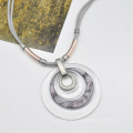 Trendy disc blank simple stainless steel and transparent  acrylic necklace pendant custom